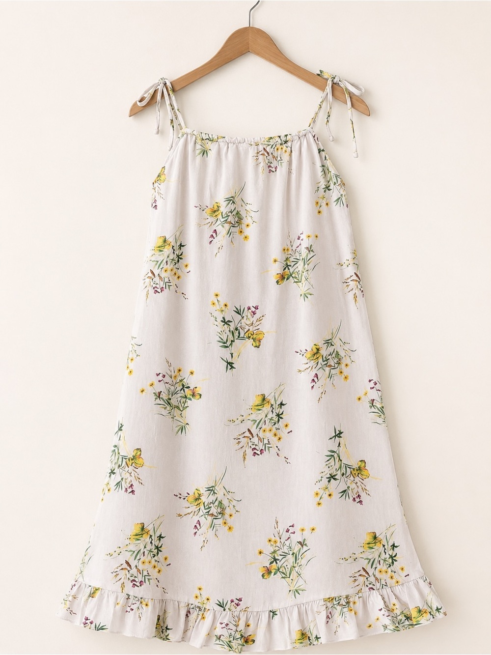 A Loves A Whimsical Wildflower Floral Tie Strap Lined Midi Dress M